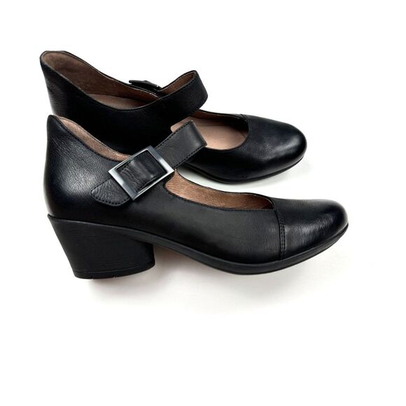 Dansko Roxanne Black Mary Jane Heels Women 11 NWOT Burnished Nubuck Leather Clog - Picture 1 of 16